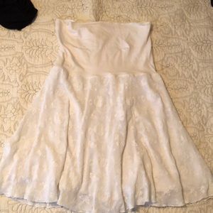 White embroidered circle skirt. Fold over waist